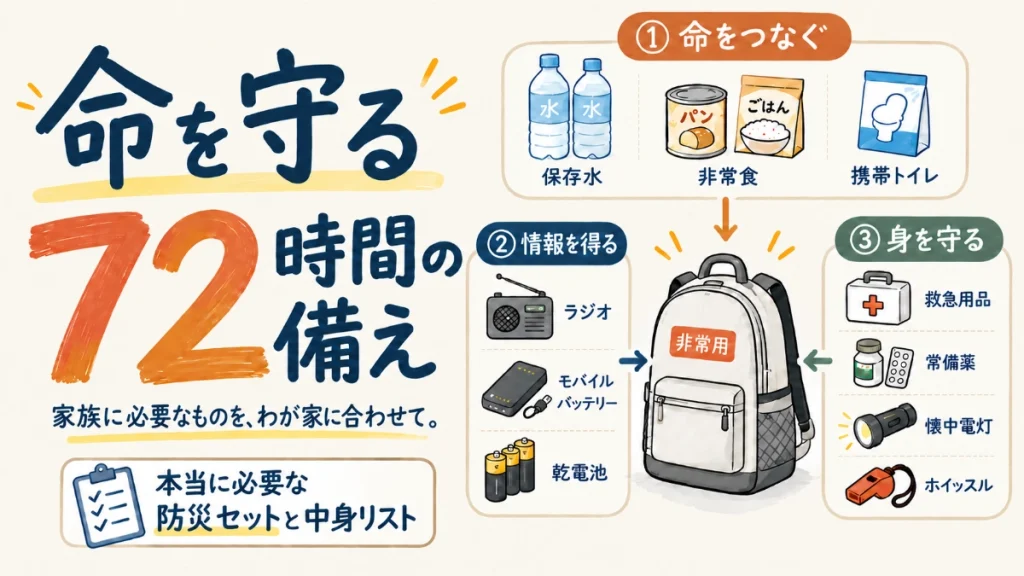 命を守る72時間の備え｜本当に必要な防災セットと中身リスト