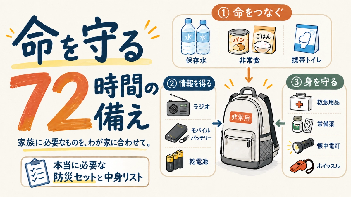 命を守る72時間の備え｜本当に必要な防災セットと中身リスト