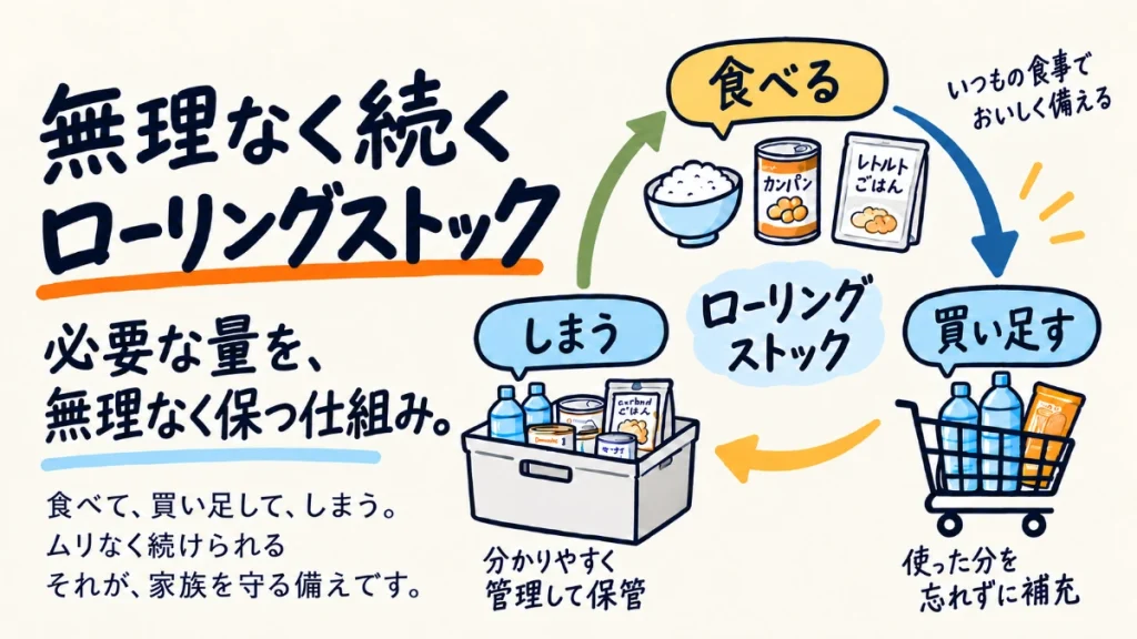 無理なく続くローリングストック｜水と食料の備蓄・管理・収納術